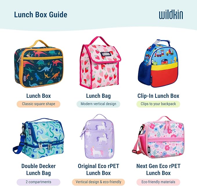 Wildkin Kids Insulated Lunch Box, Keeps Food Hot or Cold, BPA-Free with Mesh Pockets & Easy-Clean Lining – Ideal for School, Travel & Daycare – Wild Animals
