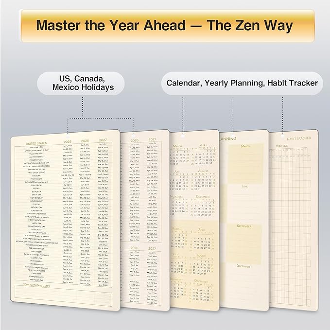 AuroPlanner Bamboo Cover Undated Portable Planner Notebook – Daily, Weekly & Monthly Organizer, Lay-Flat A5 (5.7” × 8.3”), 100 GSM Paper, 160 Pages, 4-Month Layout (Green)