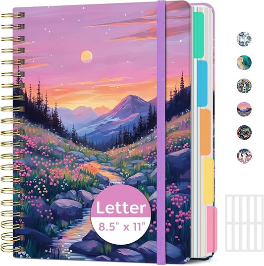 ZOTIA Large Spiral Notebooks for Work 5 Subject with Removable Dividers
