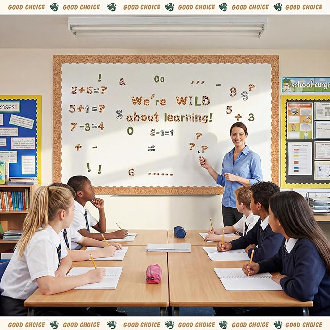 221 Pcs Wild Animal Bulletin Board Letters, Round Alphabet Number Punctuation Symbol Combo Letter Cutouts, Jungle Classroom Decor for School Classroom Chalkboard Poster Bulletin Board Wall