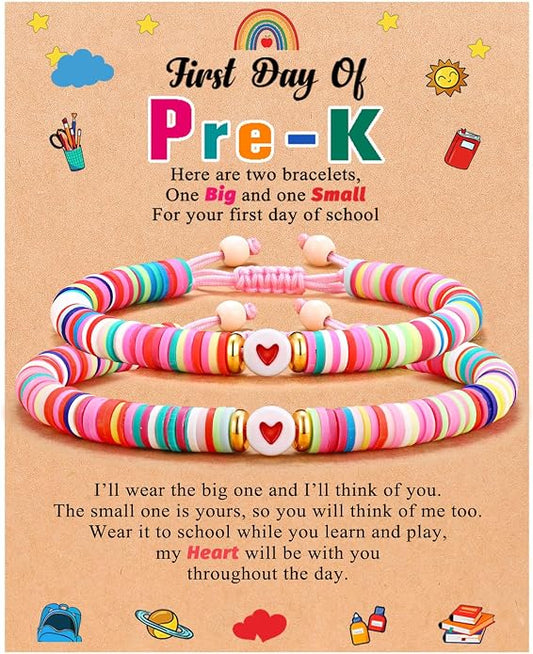 UPROMI First Day of Preschool/Kindergarten/1st Grade/2nd Grade/School Gift, Back to School Bracelet Mommy and Me Dad and Son