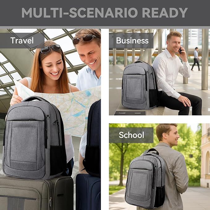 AREYTECO Travel Backpack, 18.4 Inch Extra Large Laptop Backpack Airline Approved, Business Anti Theft Sturdy Work Computer College High School Backpack Bag Fits 18 Inch Notebook for Men Women, Grey