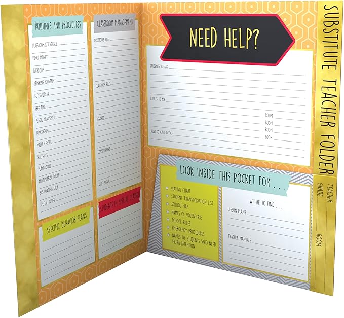 Carson Dellosa Substitute Teacher Folder, Schedules, Routines, Procedures, Classroom Management, Contact Information, and More, Desk Organizer School Supplies