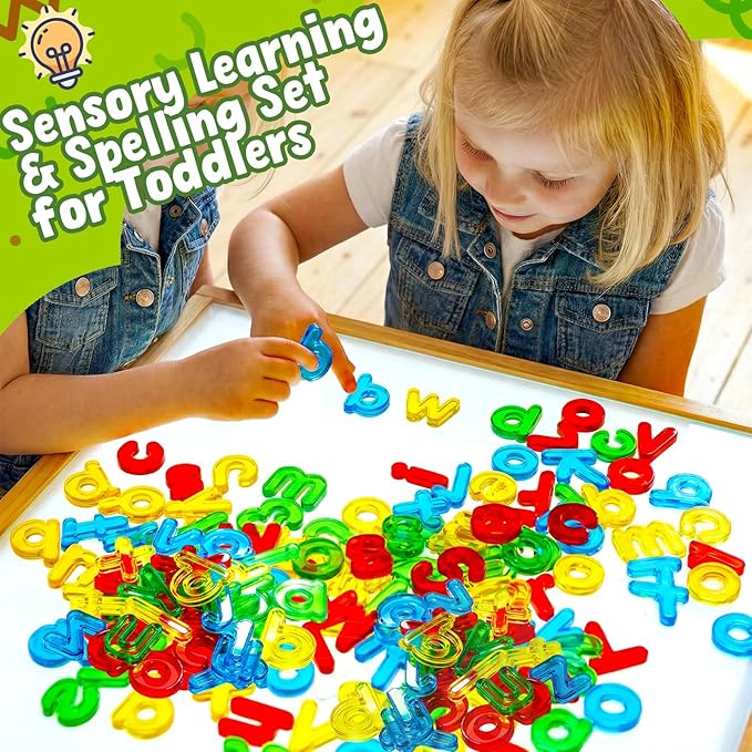 Bbiamsleep 78 Pcs Plastic Lowercase Letters, Colorful Transparent Letters Light Table Manipulatives for Sorting Counting Training Spelling