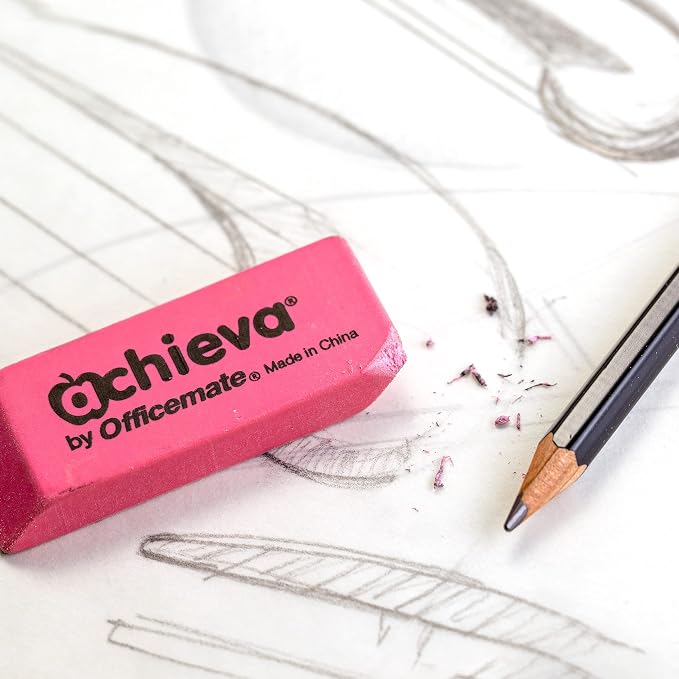 Achieva 36-Pack Pink Erasers - Premium Quality, Smudge-Proof, Durable - Ideal for Students, Artists, and Office Workers - Non-Toxic, Latex-Free Rubber Compound
