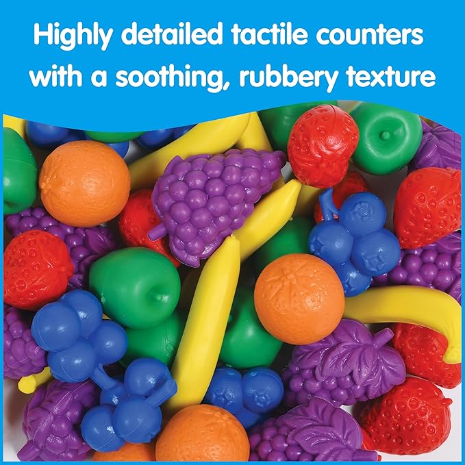 edxeducation Fruit Counters | Set of 108 | Math Manipulatives for Preschoolers | Color Sorting Sensory Toys | Counters for Kids Math and Language Skills