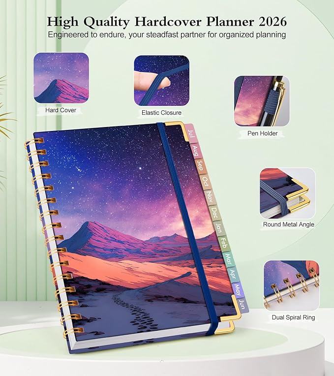 Academic Planner 2026-2027, Hardcover Weekly and Monthly Calendar Planner from July 2026 - June 2027, Daily Agenda Planners with Tabs, College School Organizer for Student Teacher, A4 (8.5" x 11"), Starfall Range