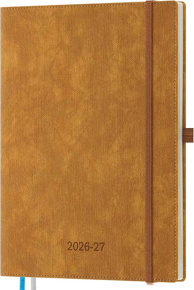 2026-2027 Weekly and Monthly Planner (July 2026–December 2027), 8.5"x11.5", Vertical Layout, 18 Months Agenda with Month Tabs & Pocket, Academic Calendar with Vegan Leather Cover,Caramel