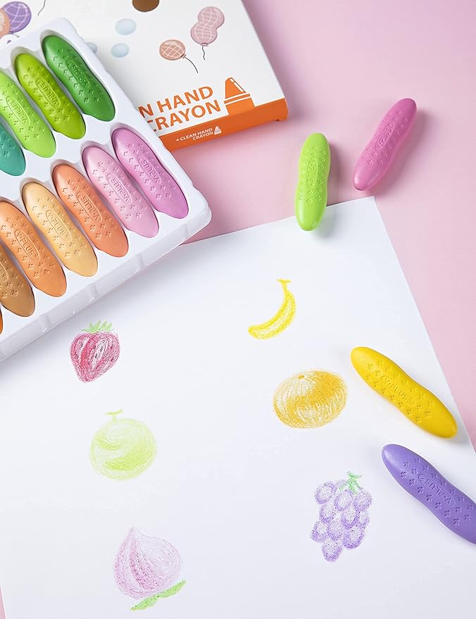YPLUS Peanut Crayons for Kids, 24 Pastel Colors, Non-Toxic, Washable, Durable, Easy to Grip, Bright Colors, Ideal for Toddlers & Preschoolers, Ages 1-8