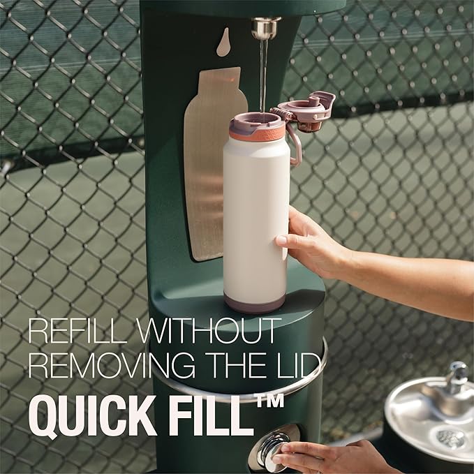 ZULU Powerfill Pro 32oz Stainless Steel Water Bottle with Quick Fill Lid, Triple Walled Vacuum Insulated Metal, Leak Proof Locking Lid, Sip and Chug, Reusable BPA Free, Driftwood