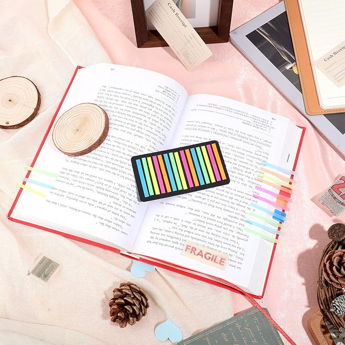 Zonon 4500 Pcs Removable Highlighter Tapes Text Highlighter Strips Transparent Sticky Note Tabs Neon Page Marker Index Tabs for Book Annotating Bible Study Aesthetic Office School Supplies