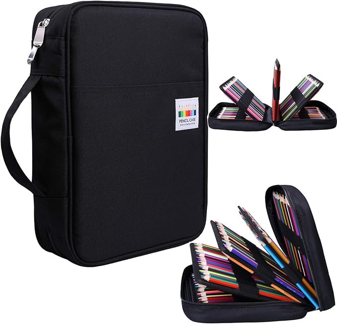 Coloring Pencil Case 220 Slots Pencils/Gel Pens Organizer Waterproof Travel Case Zipper Carrying Portable Pencil Markers Pen Holder Bag for Painter Writers