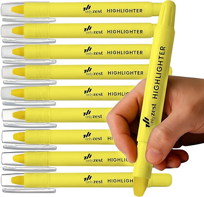 10 Pack Bible Safe Highlighters - Yellow Color, Wax Highlighters No Bleed, Bible Markers for Journaling, Study Accessories and School Supplies