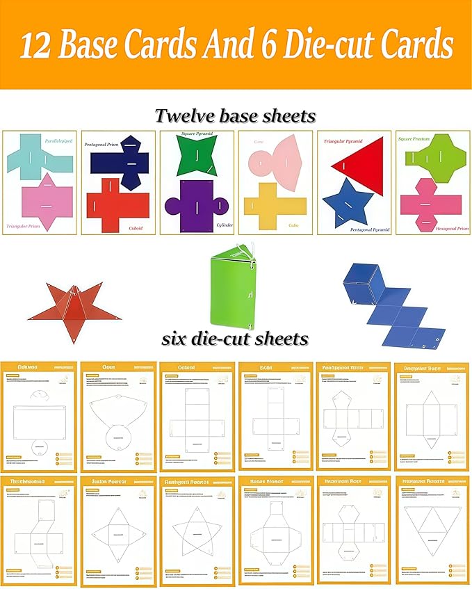 Pull String 3D Geometry Learning Book - Fun Volume & Surface Area Formula Teaching Tool with Braided Rope Design (12-Model Version)