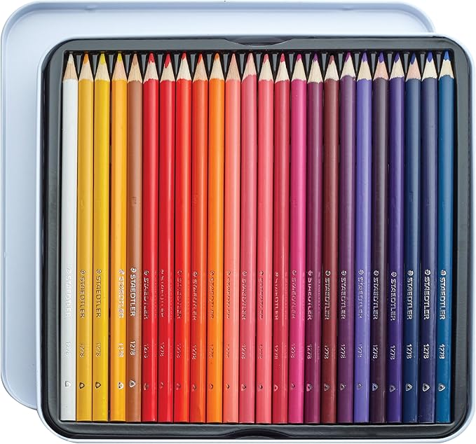 Staedtler Colored Pencils, Triangular Barrel, 48 Pack Assorted, Metal Tin 1278 M48