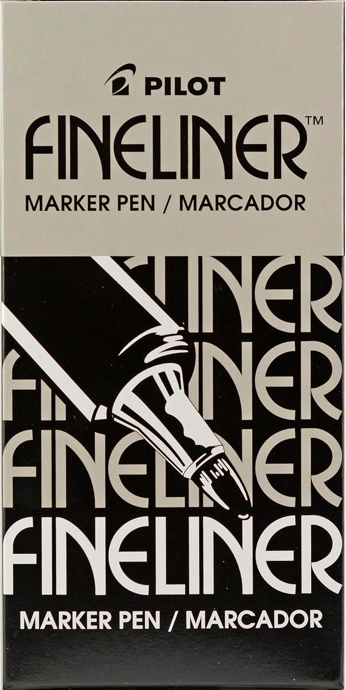 PILOT Fineliner Marker Pens, Fine Point, Black Ink, Dozen Box (11002)