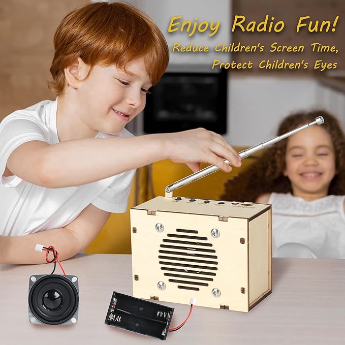 Science Kits for Kids Age 8-12 12-14, STEM Kits for Kids Age 8-10, STEM Toys Build Your Own FM Radio Kit, DIY Electronic Snap Circuits Projects Gifts for Teen Girls Boys 9 11 13 15 16+ (Classic Wood)