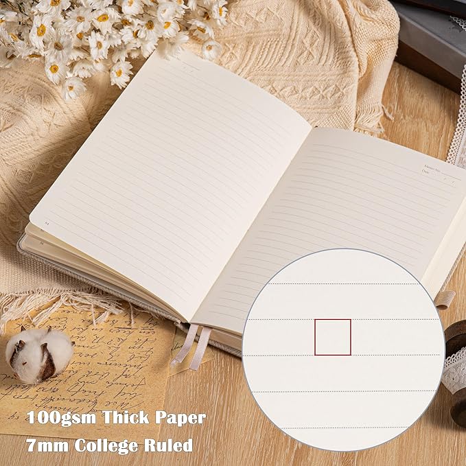 MGGAO Lined Journal Notebook for Women Men, Journals for Writing, A5 Aesthetic College Ruled Notebook for Work, Travel, School,318 Numbered Pages, 5.8”x8.4”