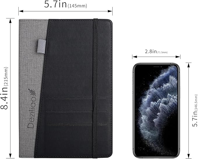 Lined Journal Notebooks with Pen Loop, Hardcover Notebook Journal for Work, 100Gsm Premium Thick Paper with Inner Pocket, Medium 5.7''''x8.4'''', ?Black, Ruled, 1 Pack