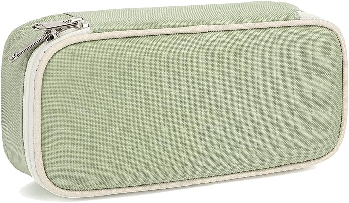 FlowFly Large Capacity Pencil Case for Kids, Boys & Girls – Zippered Multi-Functional Pen Pouch, Soft & Portable Pencil Bag for School, Teens, Students, Light Matcha