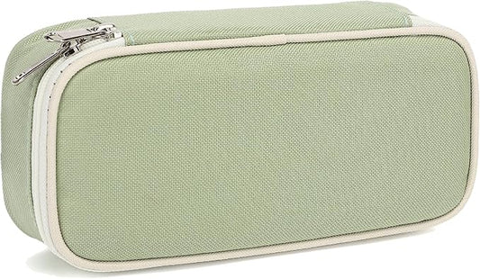 FlowFly Large Capacity Pencil Case for Kids, Boys & Girls – Zippered Multi-Functional Pen Pouch, Soft & Portable Pencil Bag for School, Teens, Students, Light Matcha