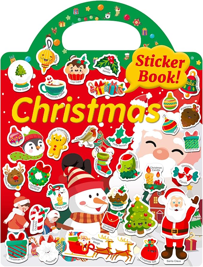 Benresive Reusable Sticker Book for Toddlers, Travel Stickers for Kids, Toddler Crafts Activities Toys, Birthday Gifts for Boys & Girls - Christmas