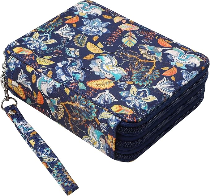 Portable Colored 72 Slots Pencil case Organizer with Printing Pattern for Watercolor Pens, Pencil Case Organizer for Artist
