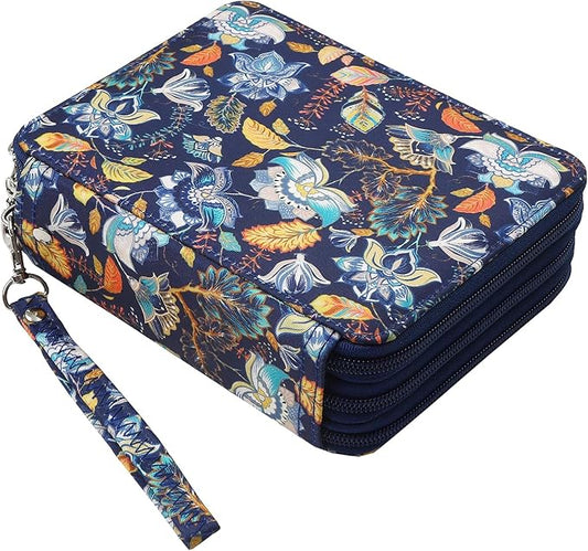 Portable Colored 72 Slots Pencil case Organizer with Printing Pattern for Watercolor Pens, Pencil Case Organizer for Artist