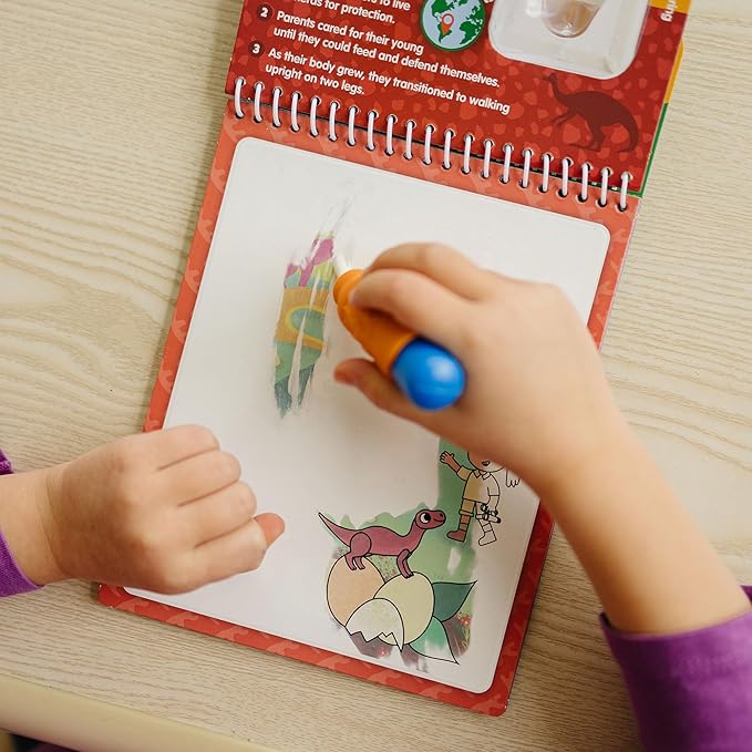 Dinosaur Families Aqua Brush Activity Book - Reusable Water Coloring, Travel-Friendly Fun for Kids