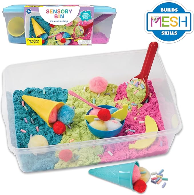 Creativity for Kids Sensory Bin: Ice Cream Shop Playset - Toddler Learning Toys, Pretend Play Ice Cream Set, Kids Gifts for Girls and Boys (Ages 3+)
