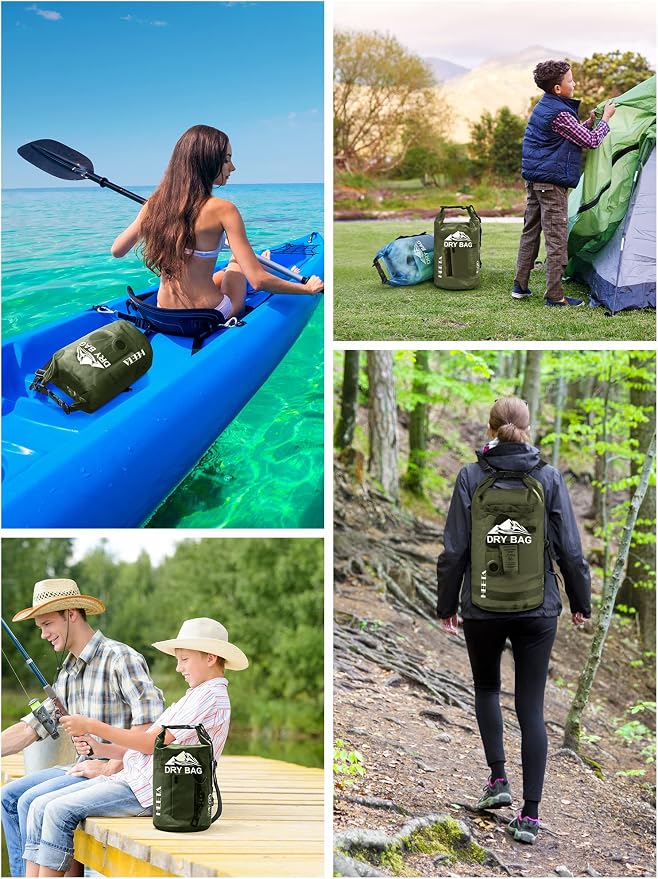 HEETA Dry Bag Waterproof Backpack with Phone Case 5L/10L/20L/30L/40L | Roll Top Lightweight Dry Storage Bag for Women Men, Travel Boating Kayaking Paddle Board Camping Beach Essentials Accessories