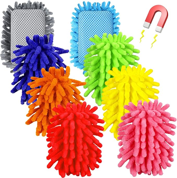 Epakh 8 Pcs Dry Erase Eraser Magnetic Microfiber Shag Whiteboard Eraser Washable Dry Erase Board Cleaner for Marker Chalk Office Home Supplies(Multicolor)