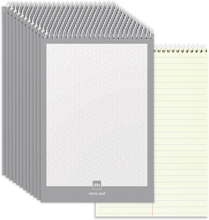 Office Depot(R) Steno Books, 6in. x 9in., Gregg Ruled, 70 Sheets, Green Tint, Pack Of 12