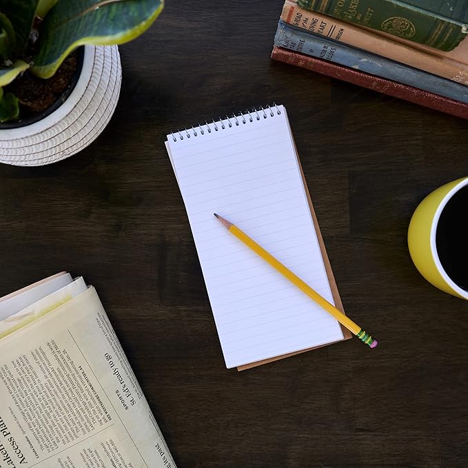 Portage Reporters Notebook – Top Bound Spiral Notepad, Blank Cover Steno Note Book, Perfect for Reporters & Journalists Taking Notes in the Field, Wide Ruled – 4 x 8 In, 70 Sheets, 12 Pack