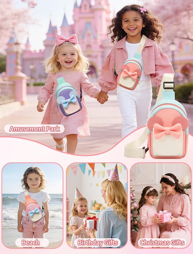 Birthday Back to School Gifts for Girls 3-8, Kids Fanny Pack Toddler Purse | Cute Fashion Sling Crossbody Bag for 3 4 5 6 7 8 Year Old Girls with Adjustable Strap. Perfect for Travel Holiday Essentials