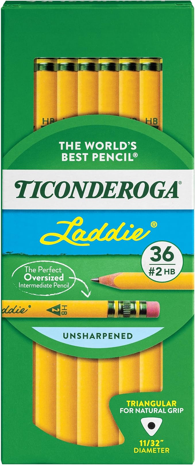 Ticonderoga PENCIL LADDIE TRI-WRITE W/ERASER 36 Count (Pack of 6)
