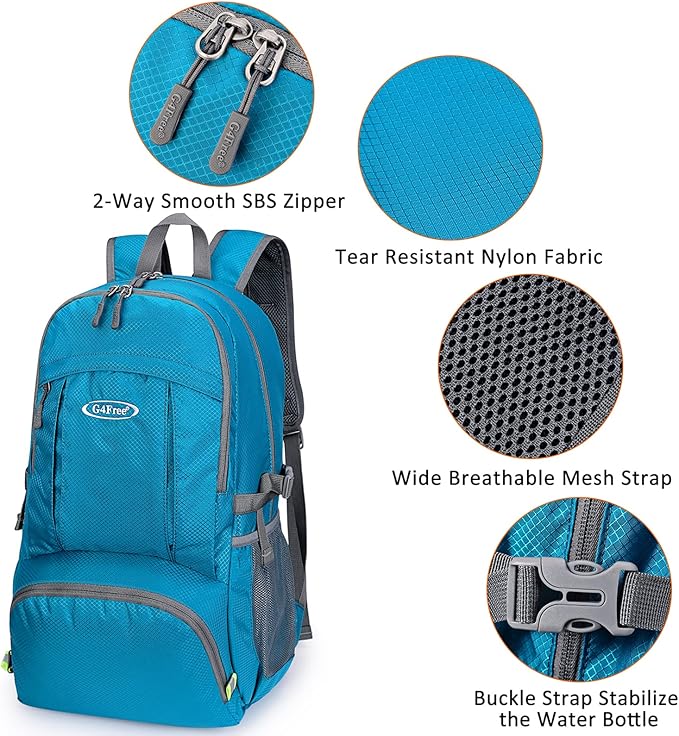 G4Free Lightweight Packable Hiking Backpack, Waterproof Travel Daypack