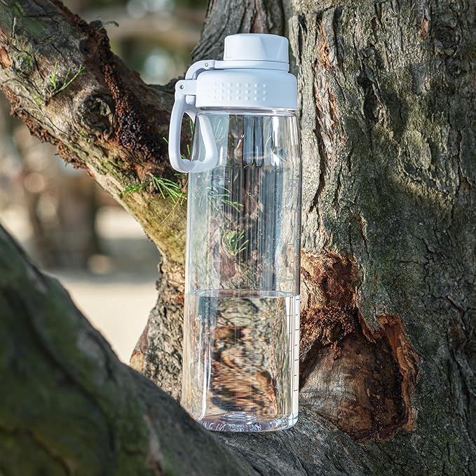Water Bottle 32oz- BPA-Free Tritan Plastic Clear Water Bottle, Fast Flow Spout Lid, Wide Mouth & Leakproof Design Hiking Water Bottles Suitable for Travel, Outdoors, Gym, Travel, Home, School(Clear)