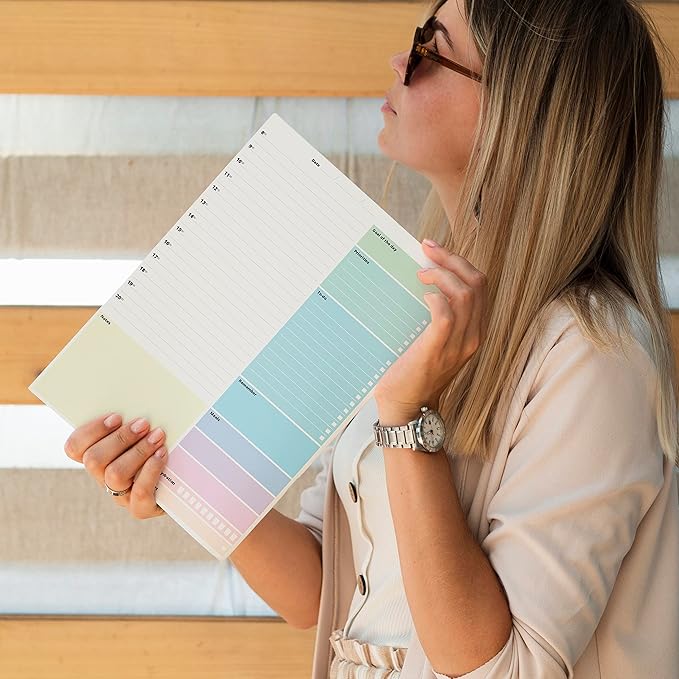 Undated Desk Planner Pad - 8.5 x 11 Inches Tear-Off To Do List Notepad | 52 Sheets for Daily Schedule, Work Office, Study & Family Organization