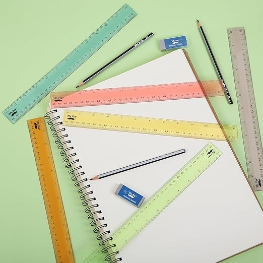 Mr. Pen- Plastic Ruler Set, 6 Pack, 12 Inch, Pastel Colors, Easy-to-Read Markings, Scratch-Resistant Design, Durable Transparent Rulers for Crafting Office & School, School Supplies