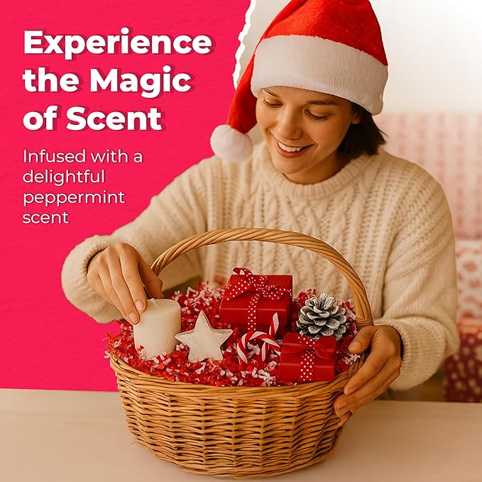MagicWater Scented Crinkle Cut Paper - 2 oz - Peppermint - Perfect for Shredded Paper Filler, Basket Filler, Gift Boxes, Bridesmaid Gifts, Christmas Stuffers & More – For All Occasions