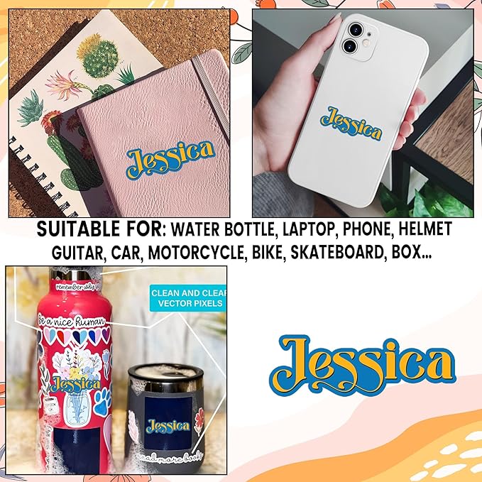 Custom Kid Name Sticker Personalized Color Name 2 Layer Cute Sign Waterproof Vinyl Decal for Water Bottles Tumblers Laptops Hard Hat Cars Kindle for Women Men Teachers