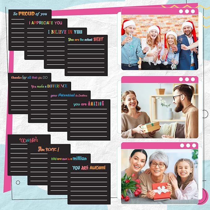 Yinder 24 Pcs Inspirational Sticky Notes Cute Motivational Sticky Notes Pad End of Year Employee Appreciation Gifts Bulk for Teacher Nurse Coworkers Office Supplies 3 x 3'' (Appreciation,Black)