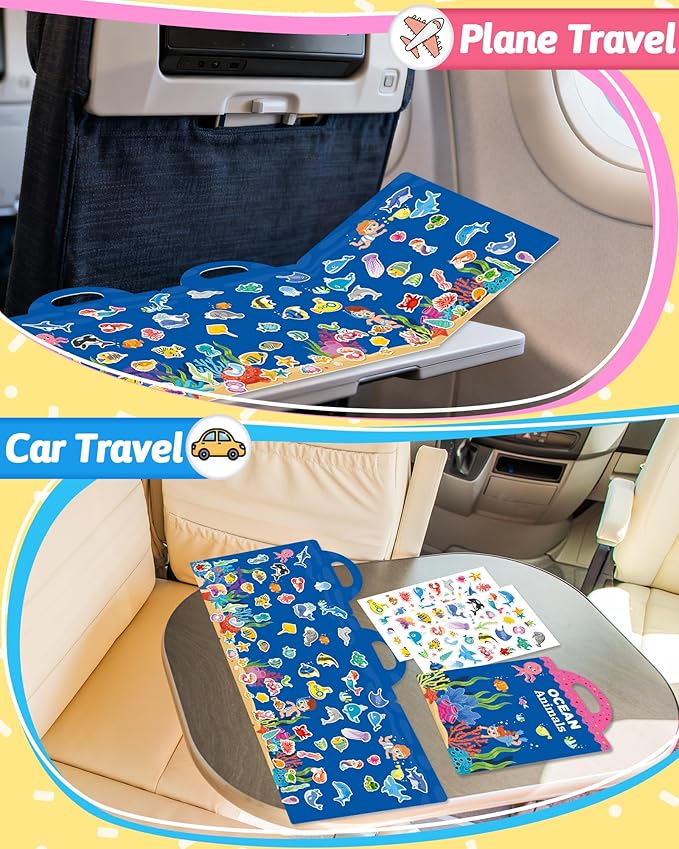 Benresive Reusable Sticker Book for Toddlers & Stickers for Kids, Toddler Travel Toys, Craft Activities, Boys & Girls Birthday Gifts