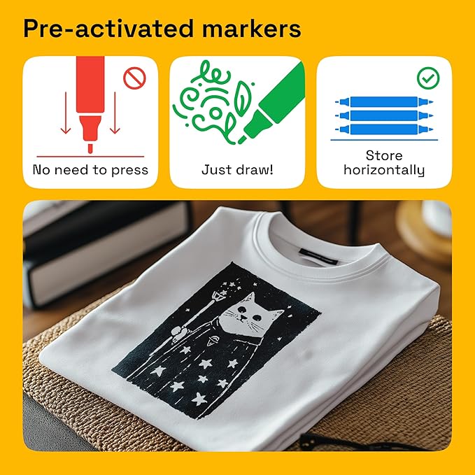 ARTISTRO 5 Black Dual-Tip Fabric Markers - Fabric Decorating Kit - Permanent for Clothes - Acrylic Paint Pens for Sneakers, Bags, Shoes, Textile, Canvas, Sewing, Craft, DIY - Brush and Fine Tip