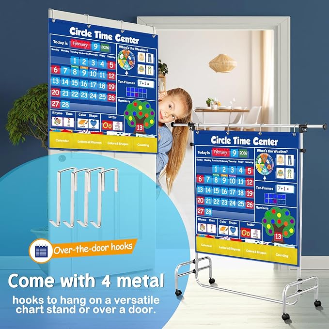 Torlam Circle Time Learning Center, Kindergarten Preschool Classroom Must Haves, Kids Calendar Pocket Chart Color Season Counting Letter Ten-Frame Set Weather Chart, Toddler Learning Activities