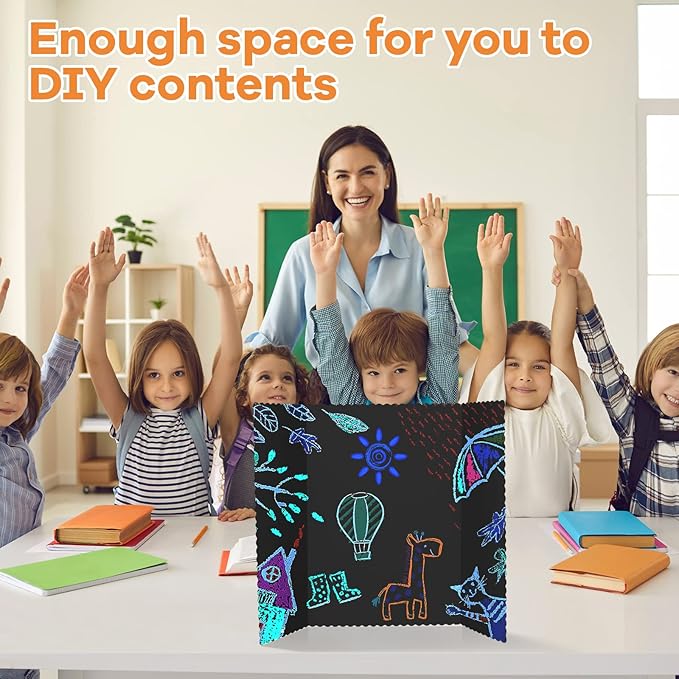 Henoyso 12 Pcs 14 x 22 Inch Black Trifold Poster Board Tri Fold Presentation White Display Board Foldable Paperboard for Science Fair School Business Project Exhibition