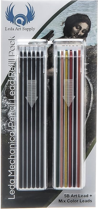 Leda Mechanical Pencil Black and Mixed Colors Lead Refill Pack for drawing and sketching