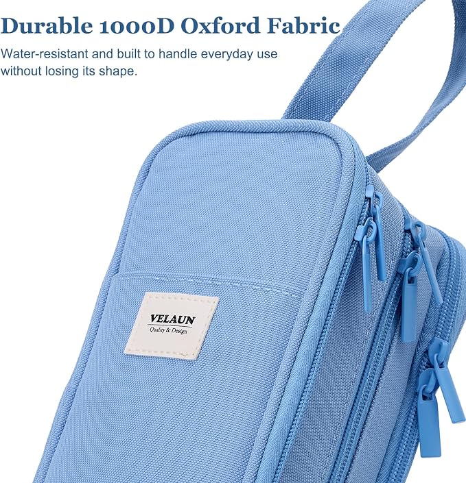 Pencil Case Pouch, Large Capacity Pencil Box Bag, Aesthetic Pen Organizer for School Supplies, Cute Preppy Stuff for Girls Boys Kids, Back to College Stationery, Dusty Blue