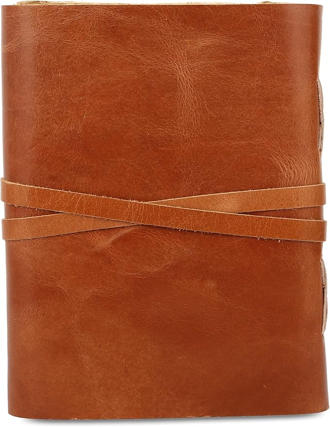 Leather Journal with Deckle Edge Paper 8x6 inch and Vintage Key | Handmade Writing Notebook Diary | Bound Daily Notepad for Men & Women Medium, Sketch/Writing pad for Artists